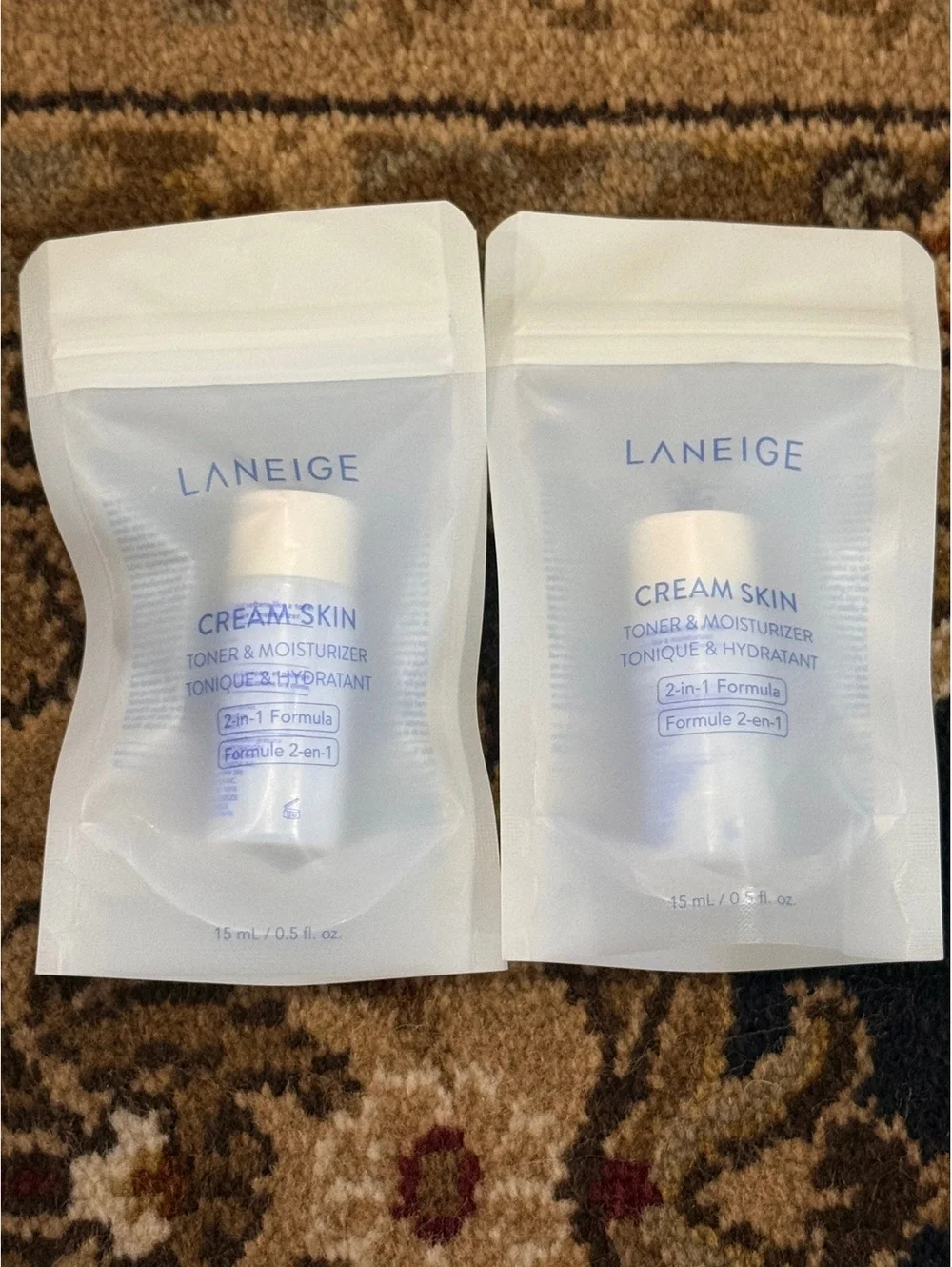 Bundle of two Laneige Cream Skin Toner Moisturizer 2-in-1 Formula 15ml Set of 2